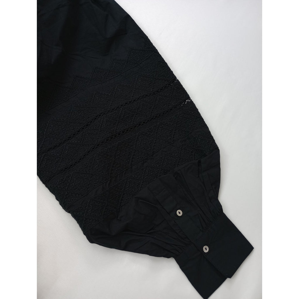 新品 ne Quittez pas ヌキテパ Fine Poplin Kika Embroidery Gather Dress 刺繍 ギャザー ドレス ロングワンピース 黒 ブラック