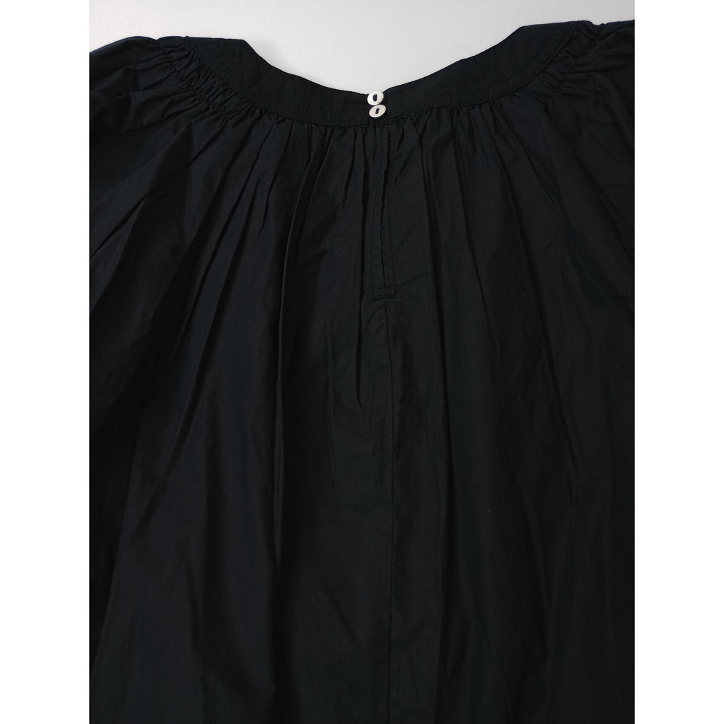 新品 ne Quittez pas ヌキテパ Fine Poplin Kika Embroidery Gather Dress 刺繍 ギャザー ドレス ロングワンピース 黒 ブラック