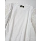 DRAWER ドゥロワー 天竺 シアーパフスリーブ クルーネック 半袖Ｔシャツ カットソー プルオーバー 白 【中古】
