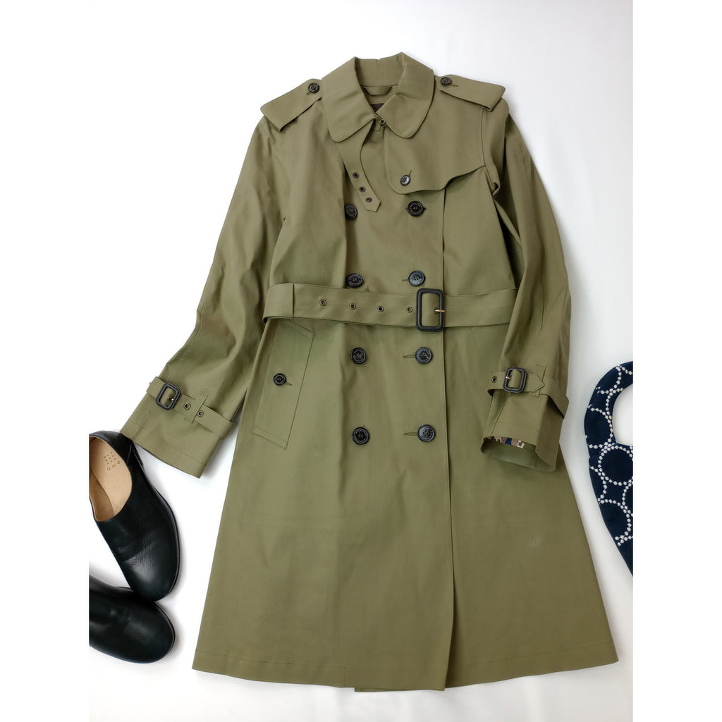 MACKINTOSH  マッキントッシュ リバティ 柄 ゴム引き トレンチコート カーキ  36  【中古】