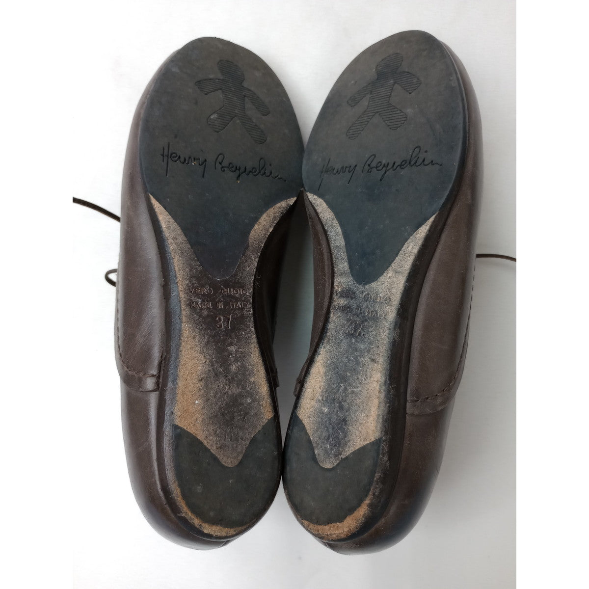 HENRY BEGUELIN  エンリーベグリン  レザー  レースアップ  シューズ  靴 ダークブラウン 37   【中古】