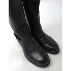HENRY BEGUELIN エンリーベグリン レザー ロングブーツ サイドジップ 靴 黒 ブラック  38  (9M＋1198) 【中古】