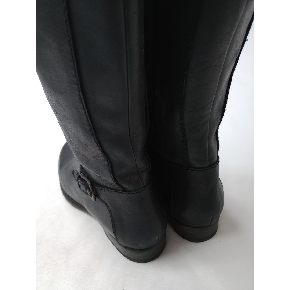 HENRY BEGUELIN エンリーベグリン レザー ロングブーツ サイドジップ 靴 黒 ブラック  38  (9M＋1198) 【中古】