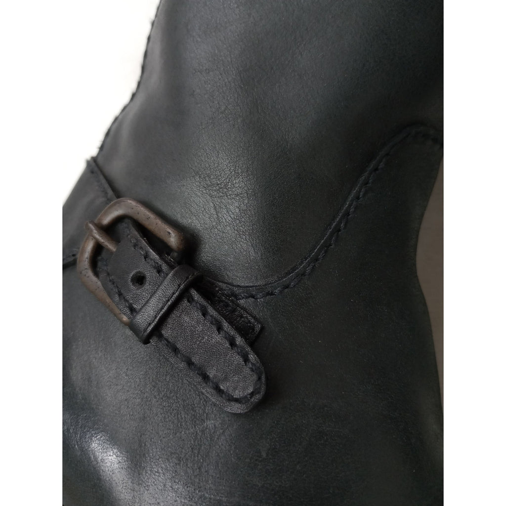 HENRY BEGUELIN エンリーベグリン レザー ロングブーツ サイドジップ 靴 黒 ブラック  38  (9M＋1198) 【中古】