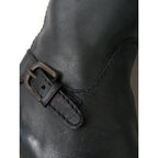 HENRY BEGUELIN エンリーベグリン レザー ロングブーツ サイドジップ 靴 黒 ブラック  38  (9M＋1198) 【中古】