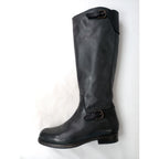 HENRY BEGUELIN エンリーベグリン レザー ロングブーツ サイドジップ 靴 黒 ブラック  38  (9M＋1198) 【中古】