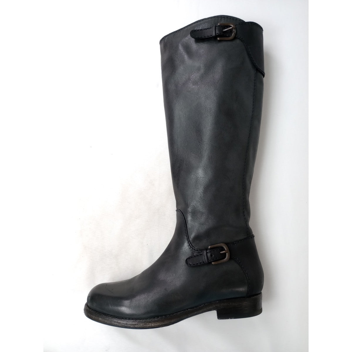 HENRY BEGUELIN エンリーベグリン レザー ロングブーツ サイドジップ 靴 黒 ブラック  38  (9M＋1198) 【中古】