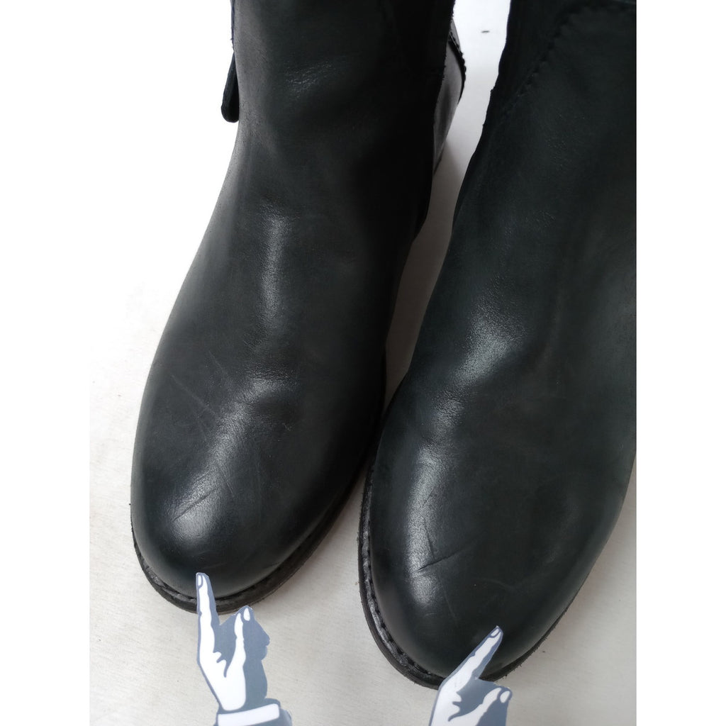 HENRY BEGUELIN エンリーベグリン レザー ロングブーツ サイドジップ 靴 黒 ブラック  38  (9M＋1198) 【中古】