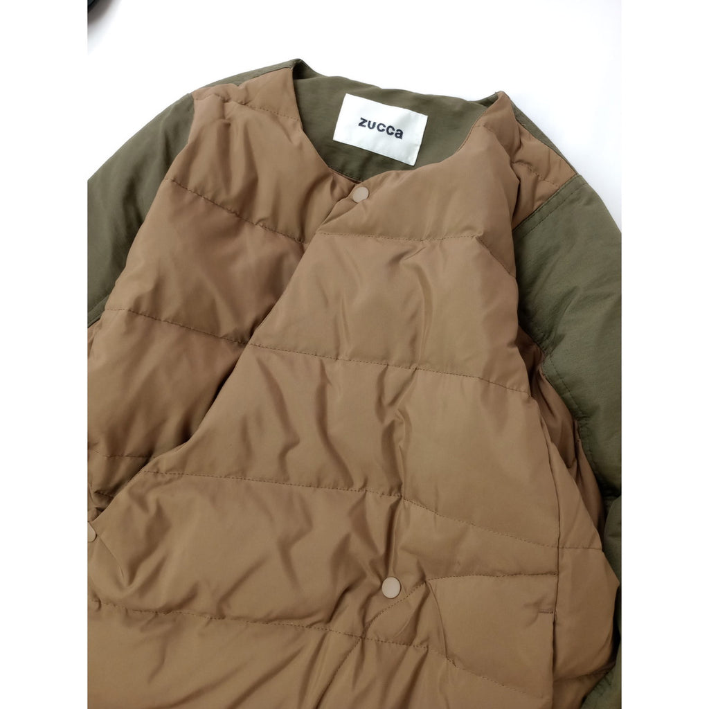 ZUCCa   ズッカ  ダウン ジャケット  カーキ  ベージュ S  (10M＋1201)【中古】
