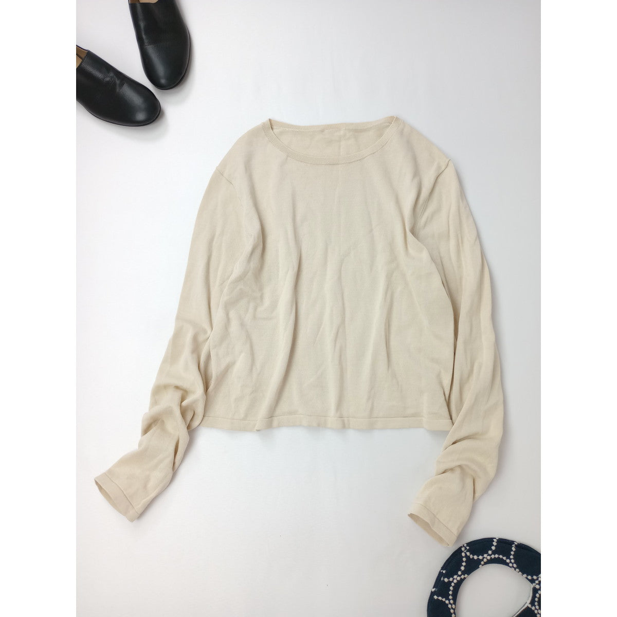 26SS  MICA & DEAL マイカ＆ディール  ショート ニット T-shirt  Tシャツ トップス  ベージュ FREE【中古】