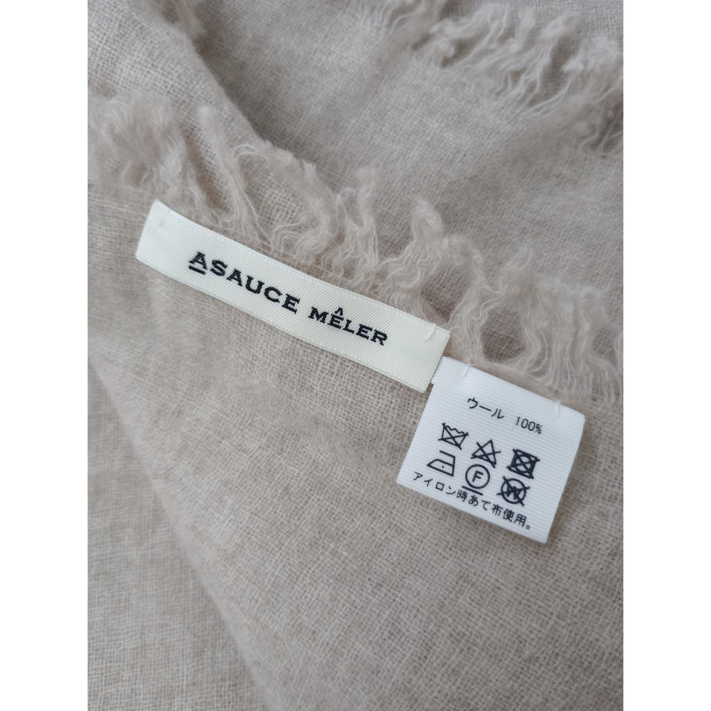 ASAUCE MELER  アソースメレ  ウール 毛  100％  大判 ストール   ベージュ 【中古】