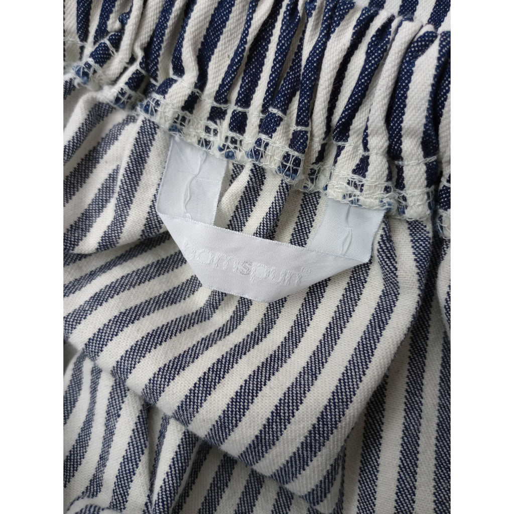 homspun ホームスパン 10オンス デニム 切替タックスカート 白 ネイビー S 【中古】