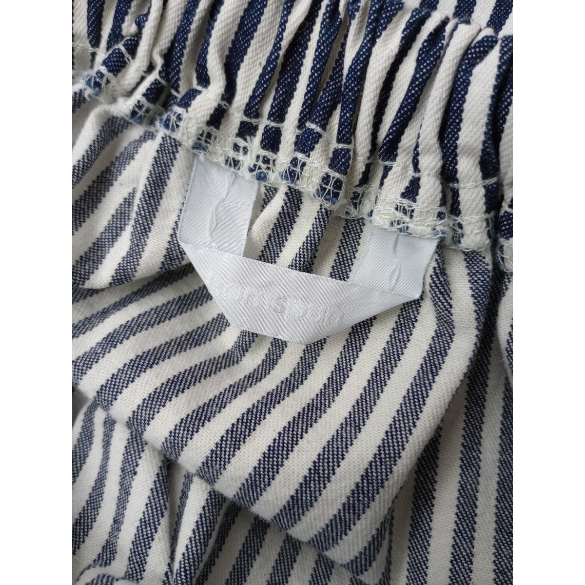 homspun ホームスパン 10オンス デニム 切替タックスカート 白 ネイビー S 【中古】