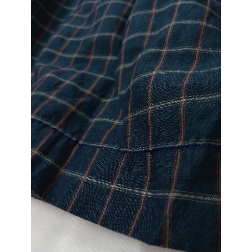 25SS  homspun ホームスパン コットン リネン チェック & ストライプ スカート ロング ダークグリーン 【中古】