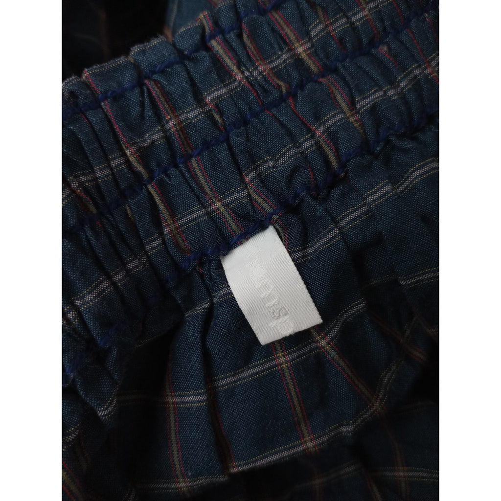 25SS  homspun ホームスパン コットン リネン チェック & ストライプ スカート ロング ダークグリーン 【中古】