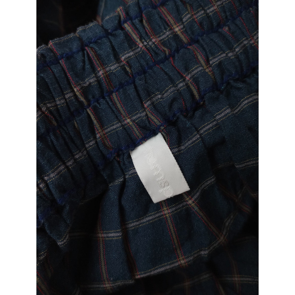 25SS  homspun ホームスパン コットン リネン チェック & ストライプ スカート ロング ダークグリーン 【中古】