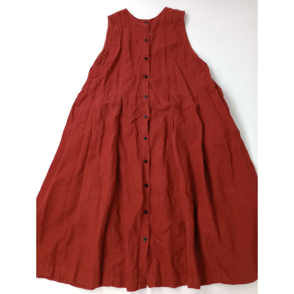nest Robe  ネストローブ  ノースリーブ  ロング ワンピース  リネン  麻  100％ 赤 【中古】