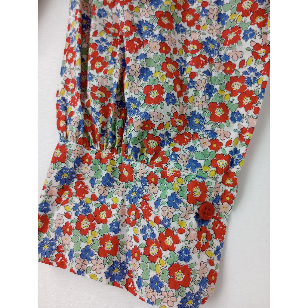 25AW Veritecoeur ヴェリテクール リバティ 花柄 プリント ヨーク 長袖  シャツ 赤 【中古】