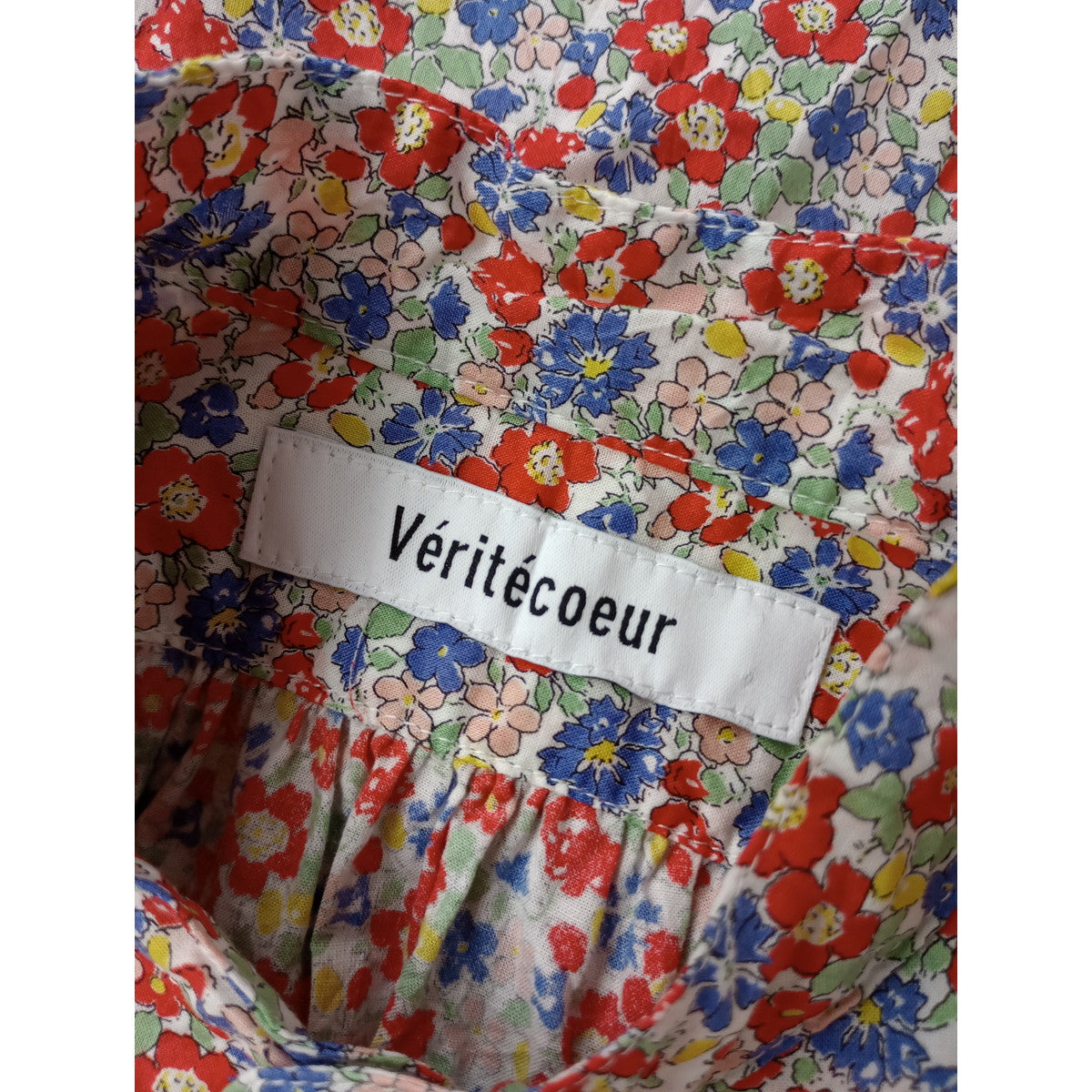 25AW Veritecoeur ヴェリテクール リバティ 花柄 プリント ヨーク 長袖  シャツ 赤 【中古】