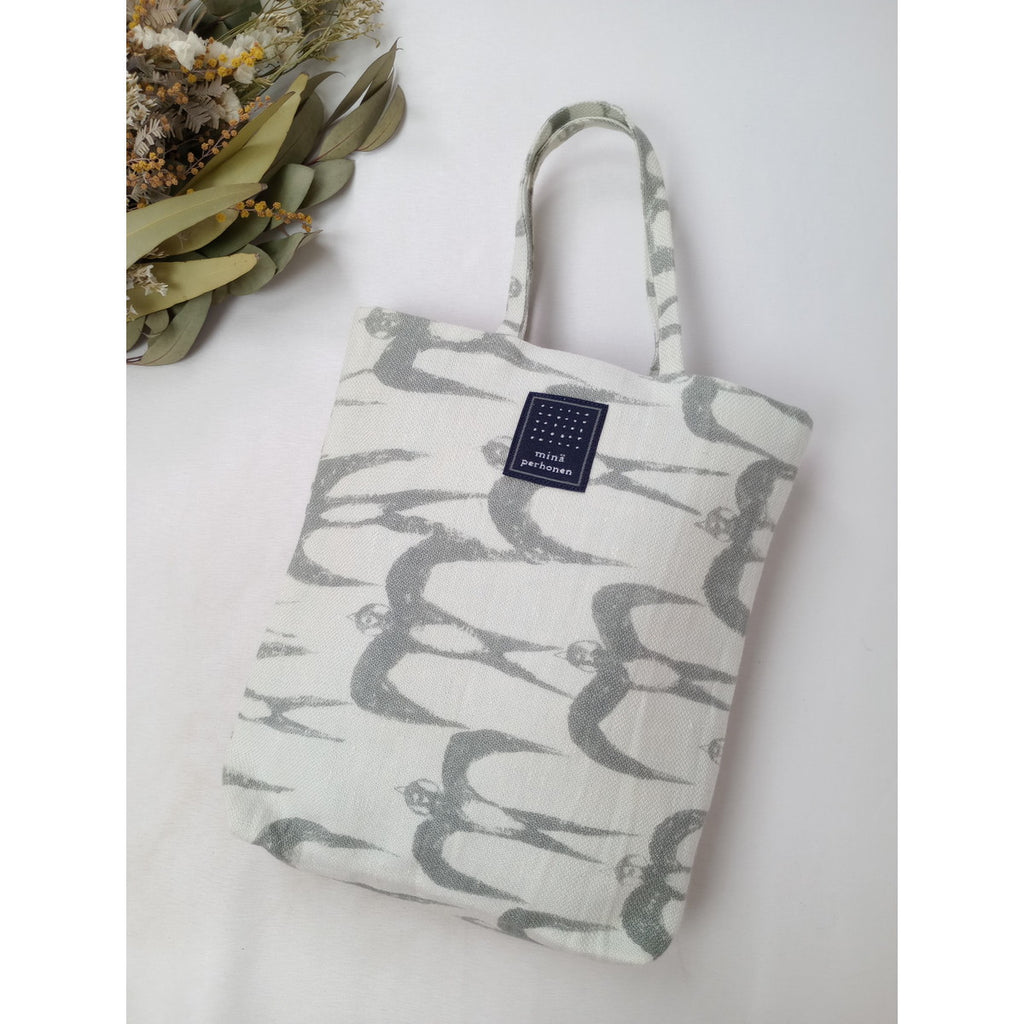 mina perhonen ミナペルホネン hello swallow toast bag トースト バッグ 白グレー 【中古】