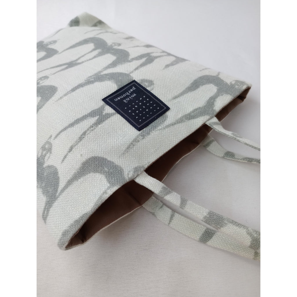 mina perhonen ミナペルホネン hello swallow toast bag トースト バッグ 白グレー 【中古】