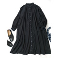 〈染〉nest Robe ネストローブ リネン コットン バルーンスリーブ  ワンピース 黒 ブラック【中古】