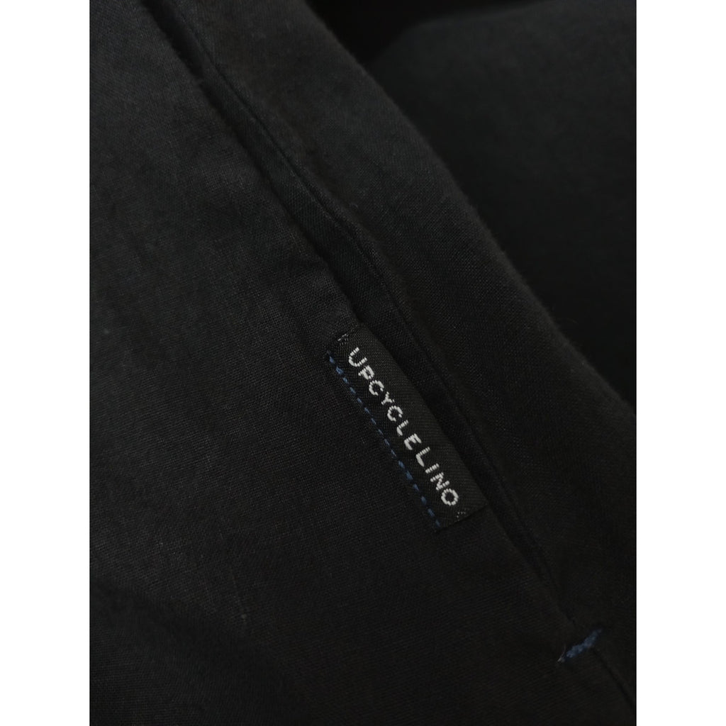 〈染〉nest Robe ネストローブ リネン コットン バルーンスリーブ  ワンピース 黒 ブラック【中古】