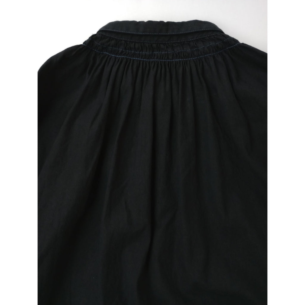 〈染〉nest Robe ネストローブ リネン コットン バルーンスリーブ  ワンピース 黒 ブラック【中古】