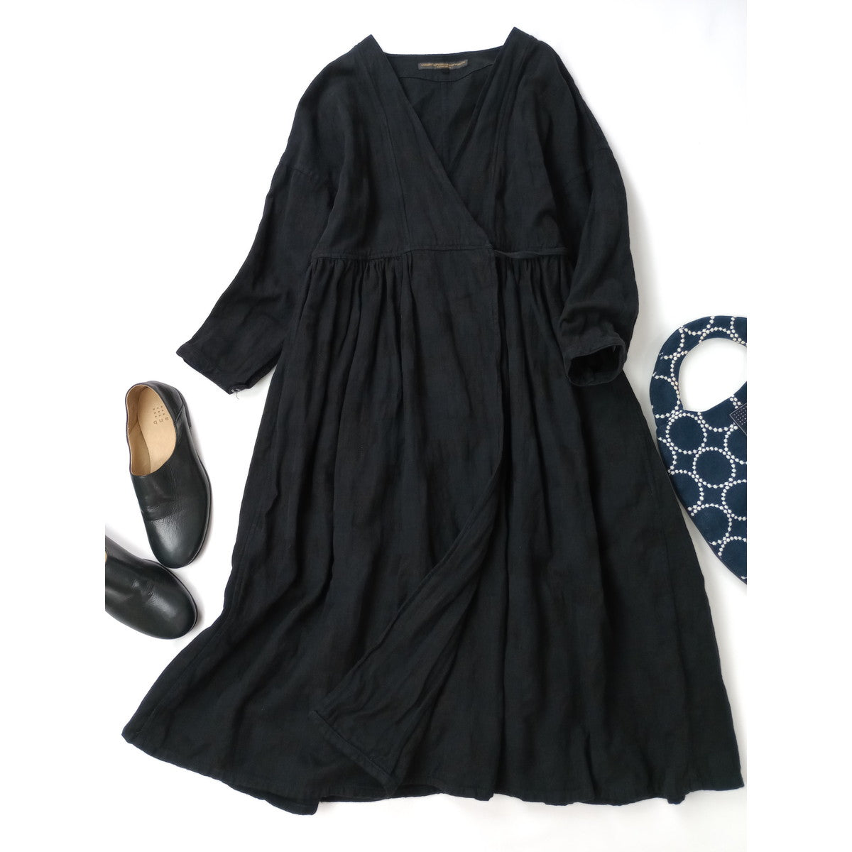 〈染〉GARMENT REPRODUCTION OF WORKERS  ガーメントリプロダクションオブワーカーズ  カシュクール ロング ワンピース  黒 ブラック 1【中古】