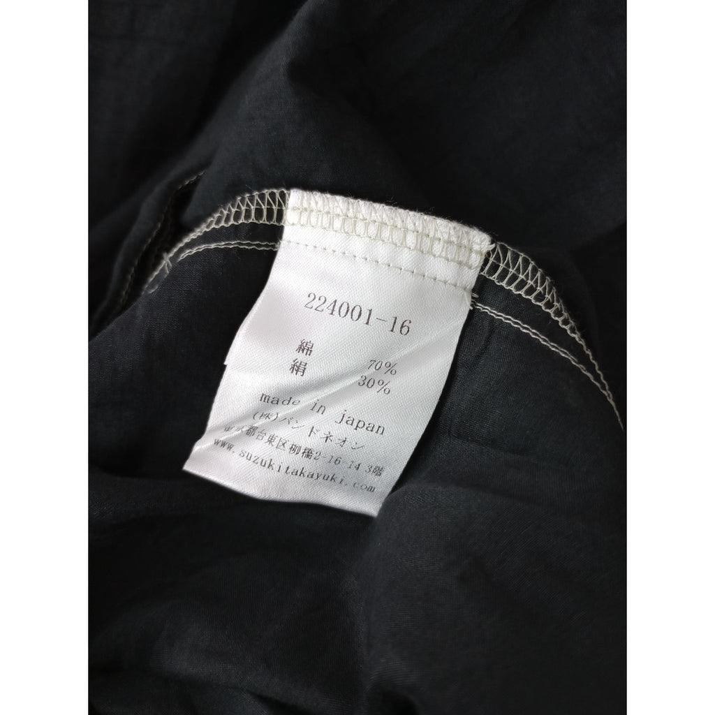 〈染〉suzuki takayuki スズキタカユキ コットンシルク ロング ドレス シャツ ワンピース  黒 ブラック  1【中古】