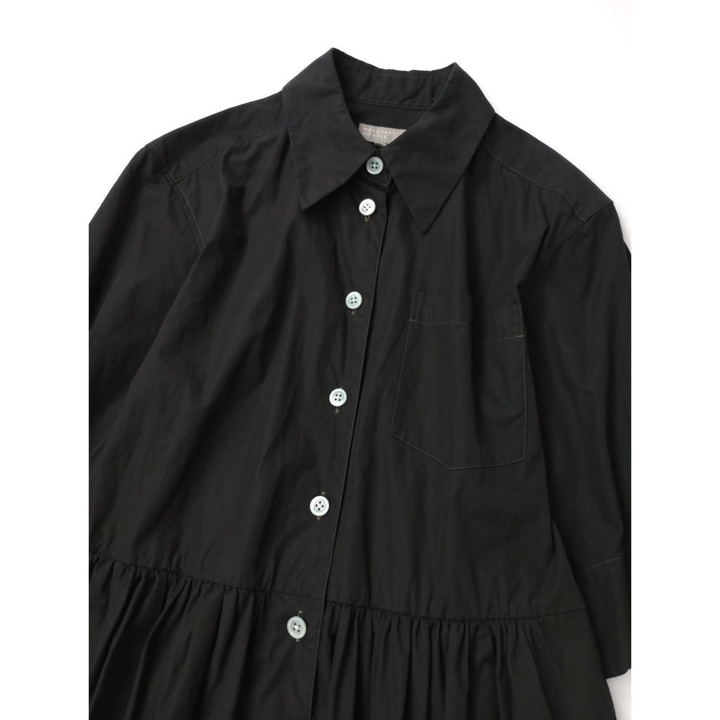 〈染〉MARGARET HOWELL マーガレットハウエル  シャツ ワンピース  コットン 綿 100％黒 ブラック 2【中古】
