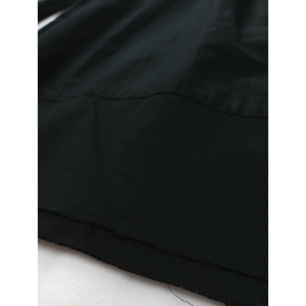 〈染〉 humoresque  ユーモレスク コットン リネン ボウタイ ロング ワンピース 黒 ブラック S 【中古】