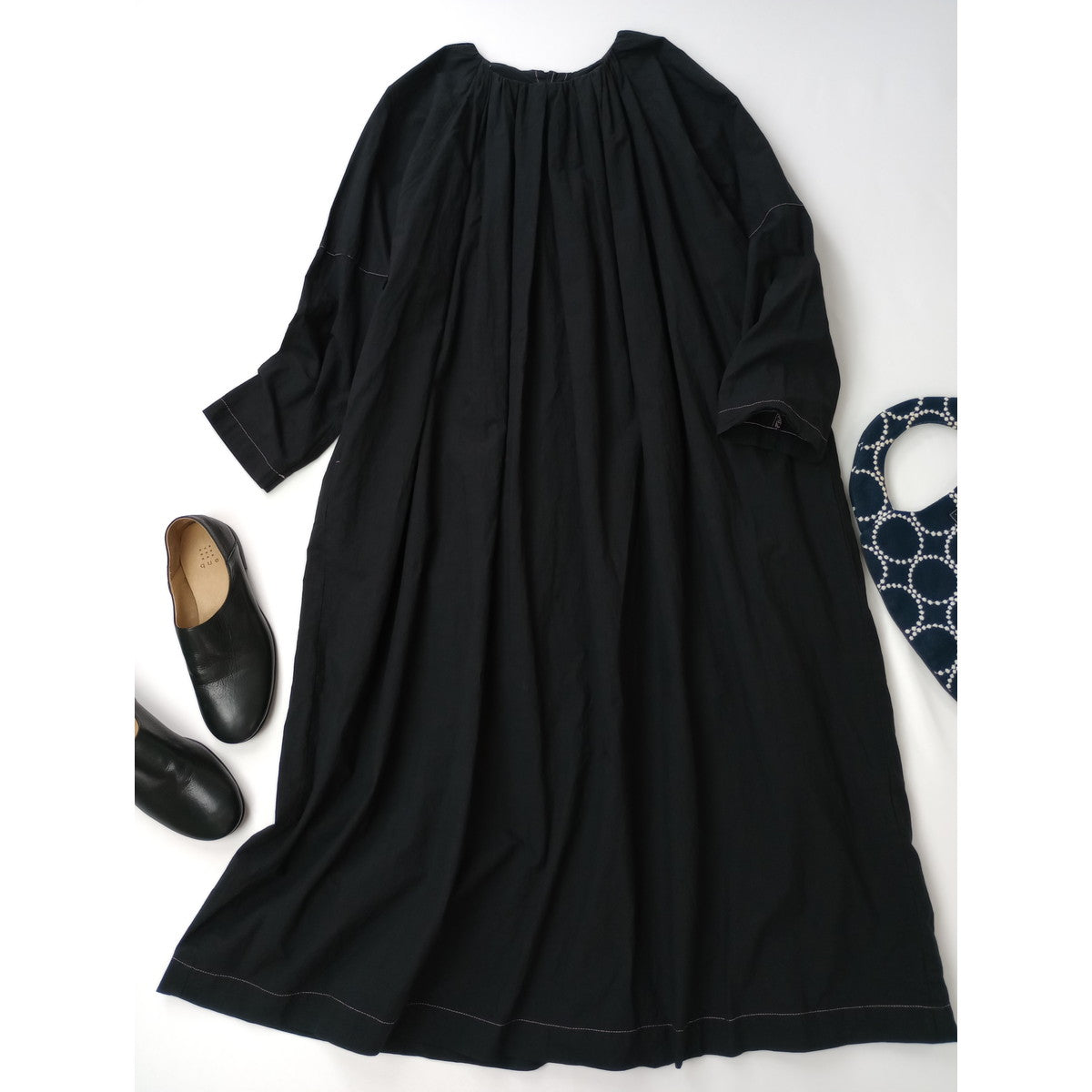 〈染〉nest Robe  ネストローブ  臼田あさ美  わがまま 別注 ロング ドレス  ワンピース 黒ブラック F (【中古】