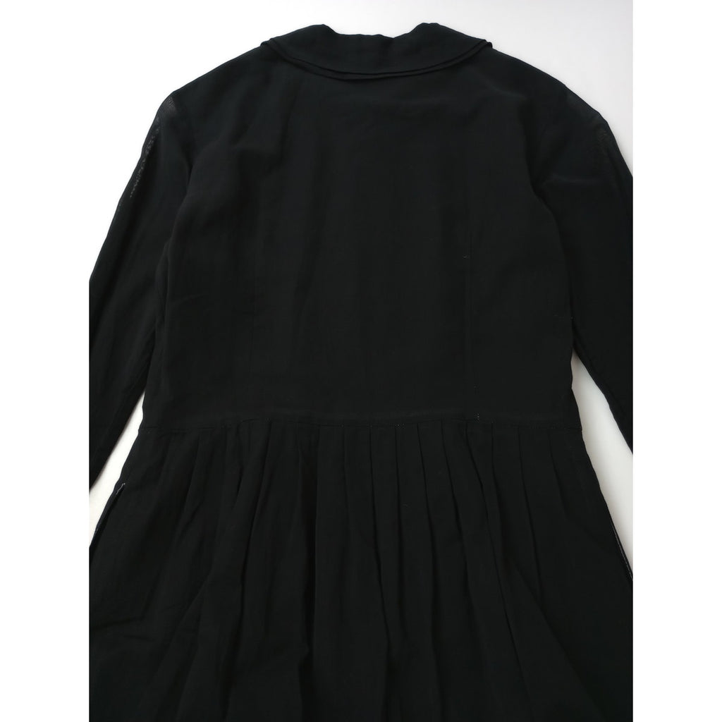 〈染〉MARGARET HOWELL マーガレットハウエル  ラウンドカラー ロング シャツ ワンピース 黒ブラック  2  【中古】