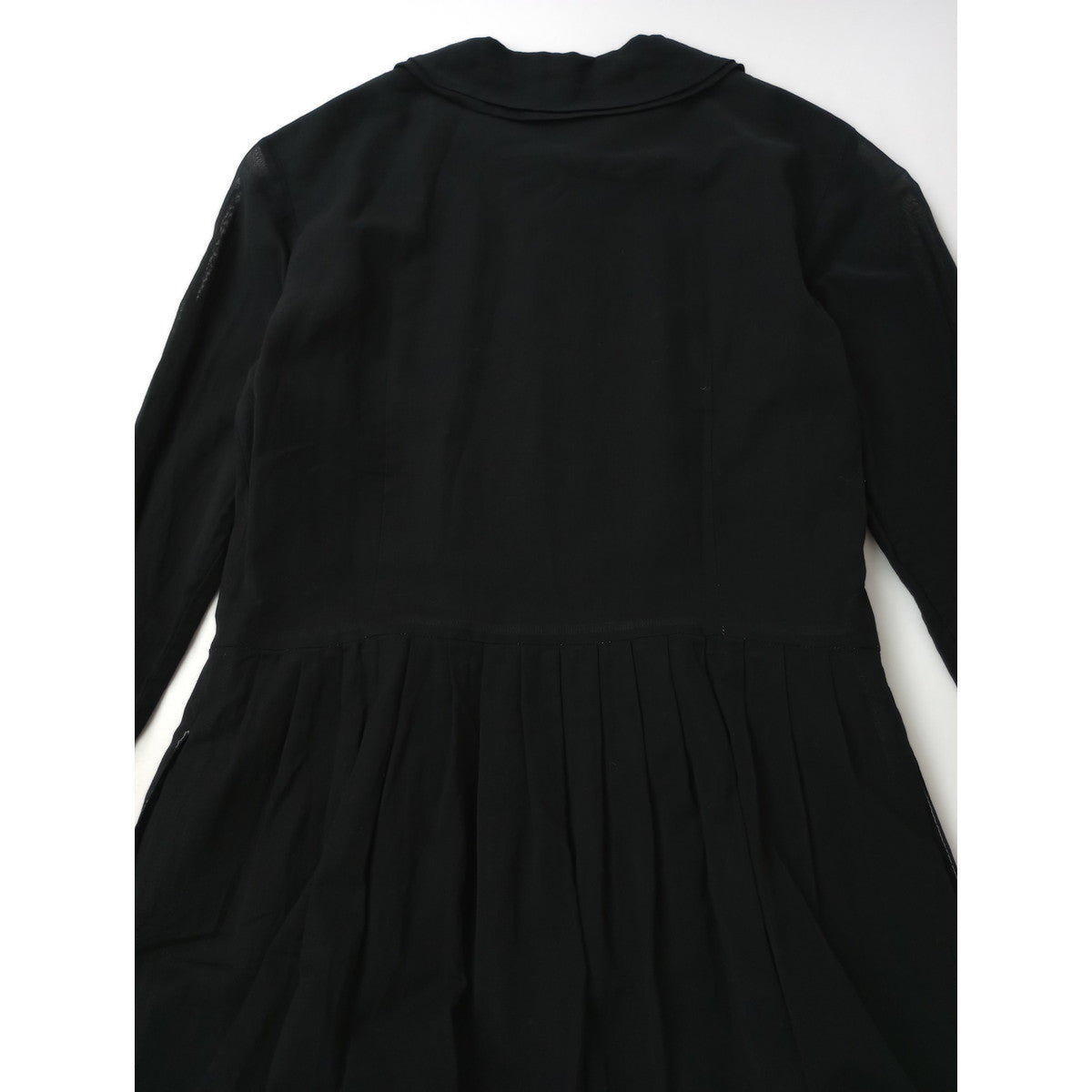 〈染〉MARGARET HOWELL マーガレットハウエル  ラウンドカラー ロング シャツ ワンピース 黒ブラック  2  【中古】
