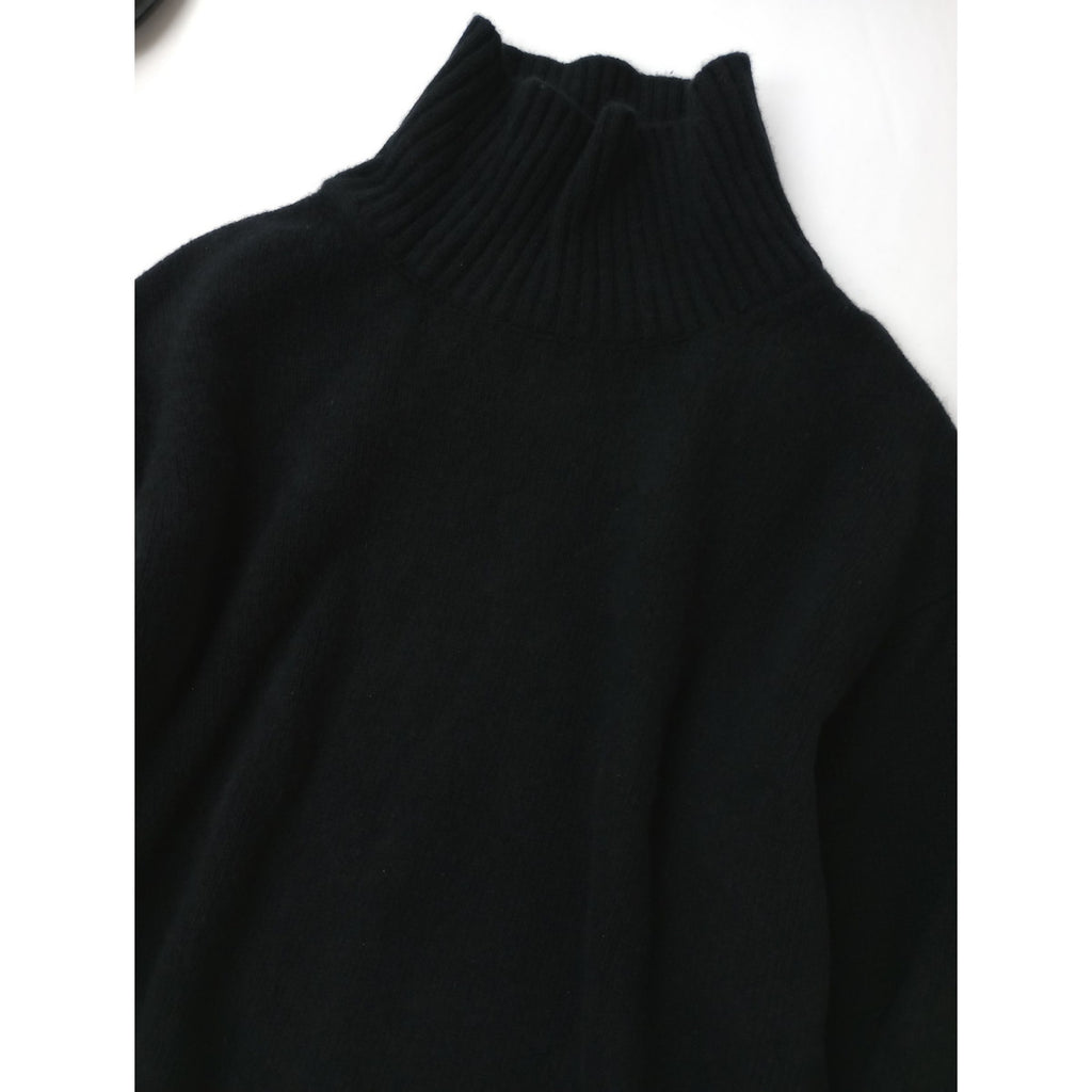 IHATOV  イーハトーブ  Wool cashemere stand neck sweater  ウール カシミヤ ニット セーター 長袖 トップス  黒 ブラック (10M＋1498)  【中古】