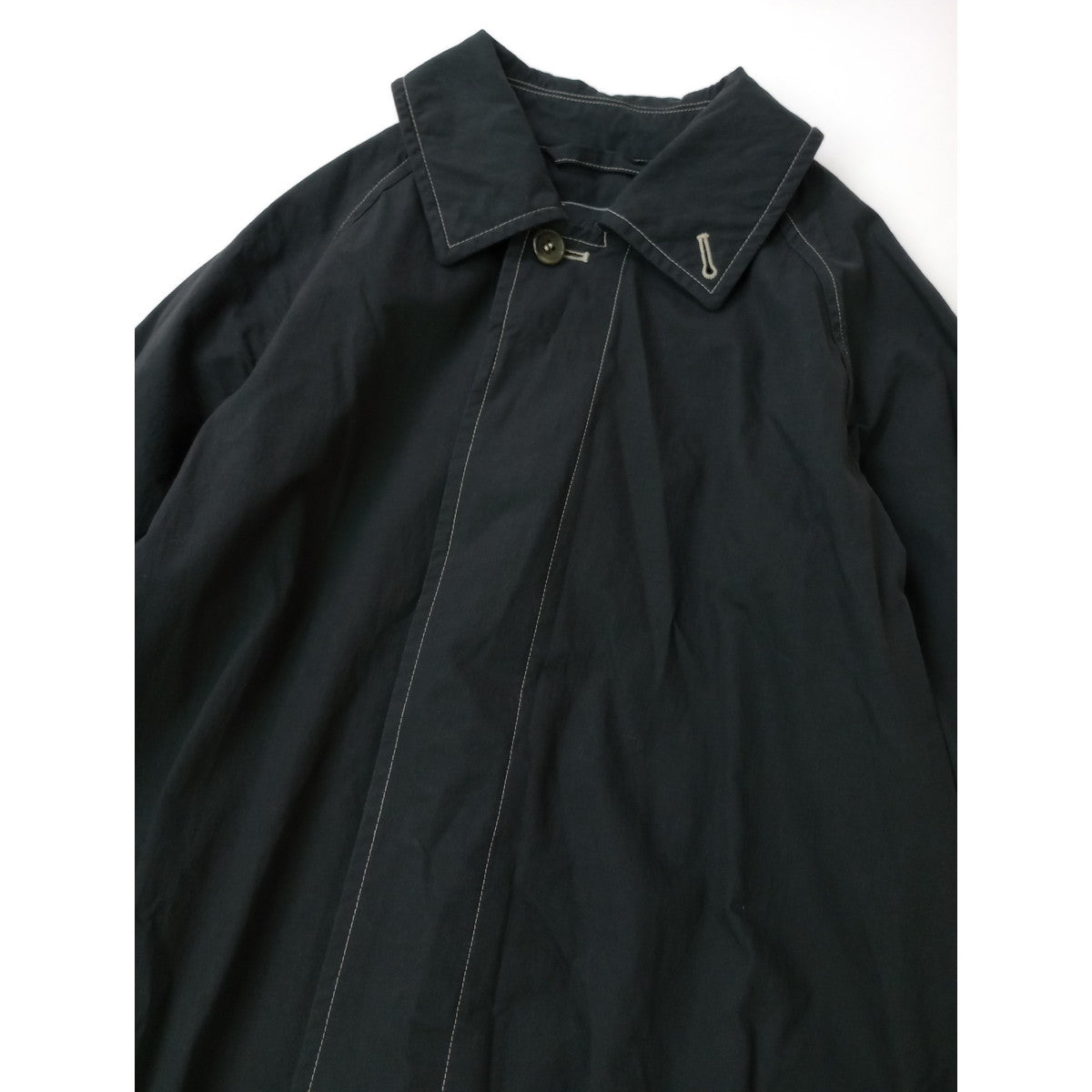 〈染〉 LE GLAZIK  ルグラジック  コットン ツイル フレア ステンカラー コート 黒 ブラック 36 【中古】