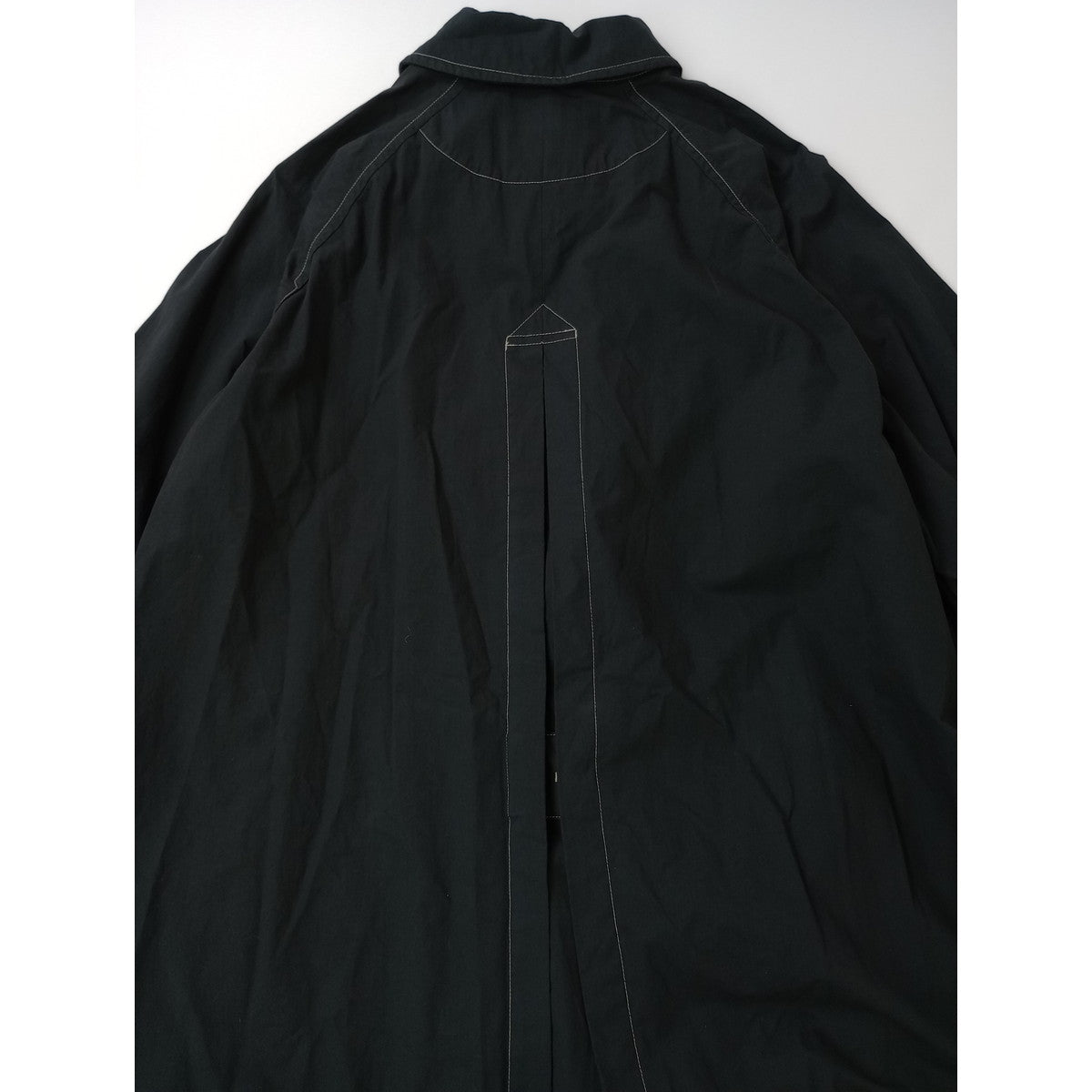 〈染〉 LE GLAZIK  ルグラジック  コットン ツイル フレア ステンカラー コート 黒 ブラック 36 【中古】