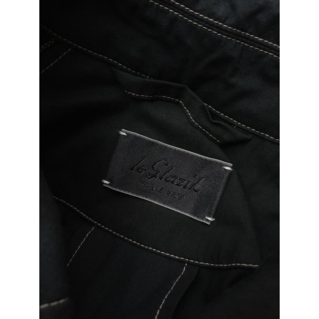 〈染〉 LE GLAZIK  ルグラジック  コットン ツイル フレア ステンカラー コート 黒 ブラック 36 【中古】