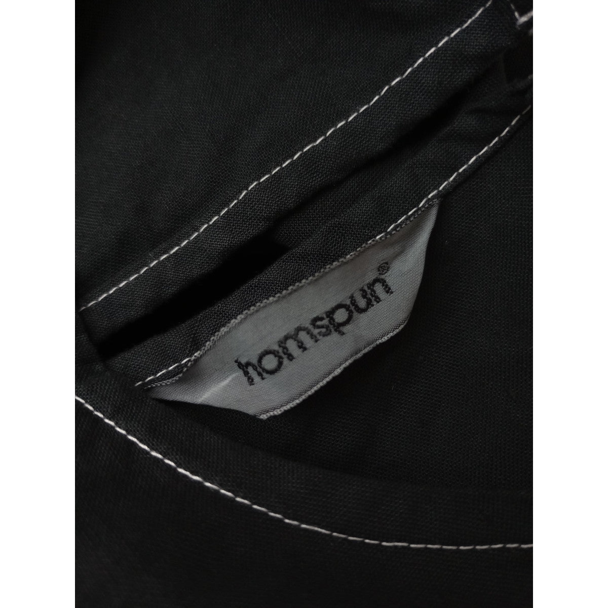 〈染〉homspun ホームスパン コットン リネン マット ノースリーブ  ワンピース  黒 ブラック F  【中古】