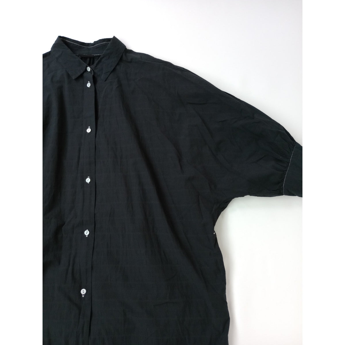 〈染〉TOUJOURS  トゥジュー チェック 柄 ロング ワンピース  黒 ブラック 【中古】