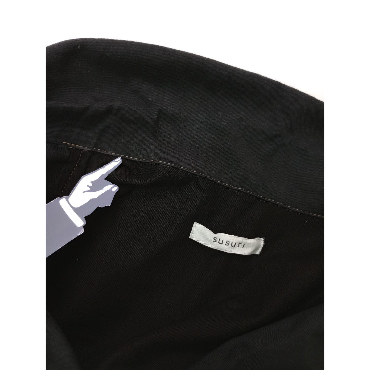 〈染〉susuri  ススリ  ドロシー 長袖 ロング ドレス   ワンピース コート  黒 ブラック M  【中古】