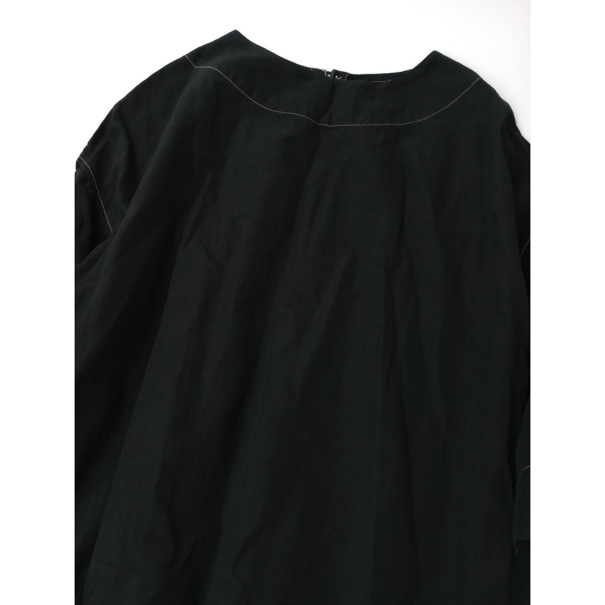 〈染〉Gauze#  ガーゼ   リネン コットン ロング  ドレス ワンピース 黒 ブラック 【中古】