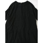 〈染〉Gauze#  ガーゼ   リネン コットン ロング  ドレス ワンピース 黒 ブラック 【中古】
