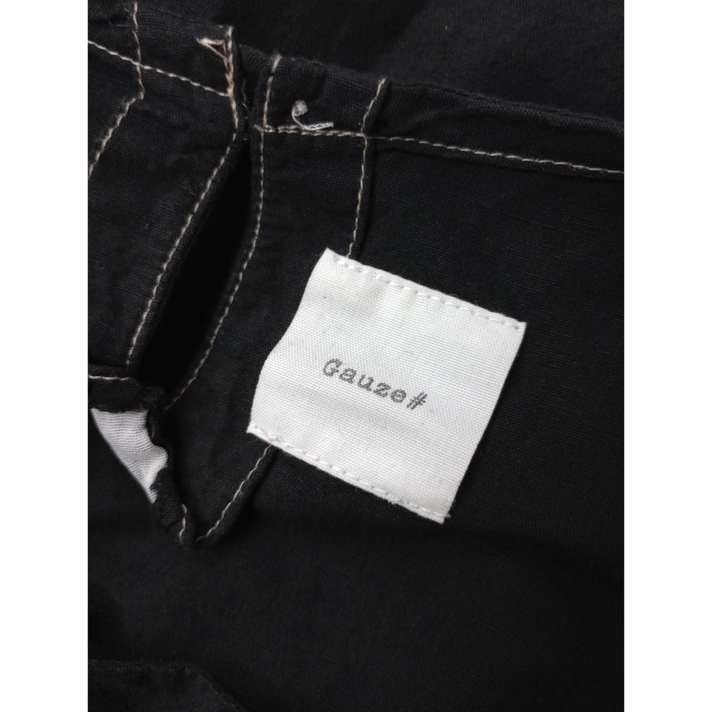 〈染〉Gauze#  ガーゼ   リネン コットン ロング  ドレス ワンピース 黒 ブラック 【中古】