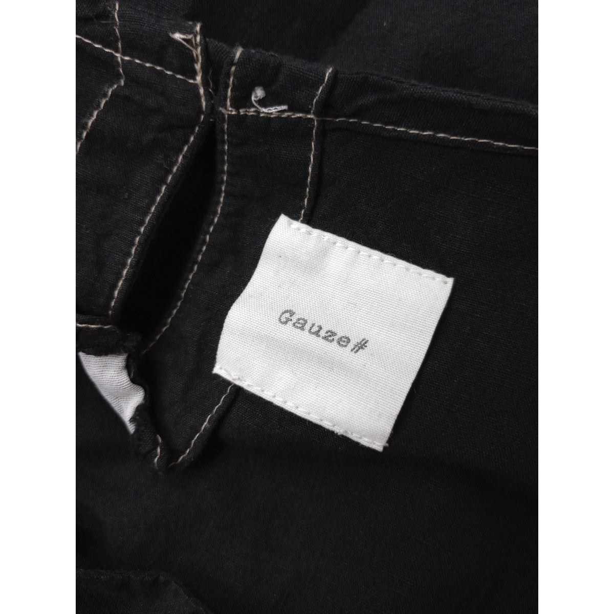 〈染〉Gauze#  ガーゼ   リネン コットン ロング  ドレス ワンピース 黒 ブラック 【中古】