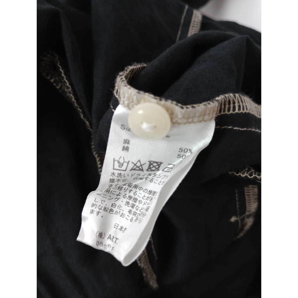 〈染〉Gauze#  ガーゼ   リネン コットン ロング  ドレス ワンピース 黒 ブラック 【中古】