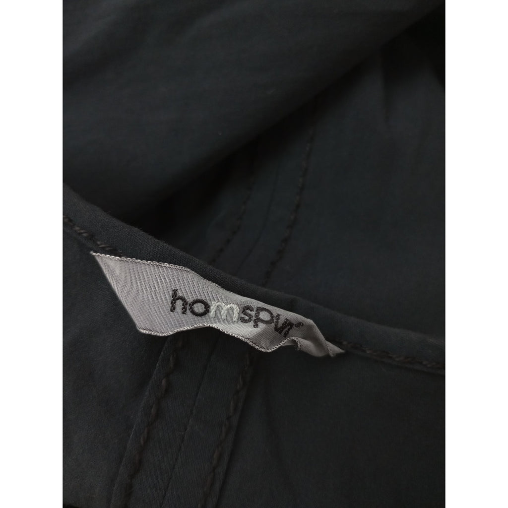〈染〉homspun ホームスパン ドルマンスリーブ コットン 綿 100％  ロング ドレス   ワンピース 黒 ブラック 【中古】