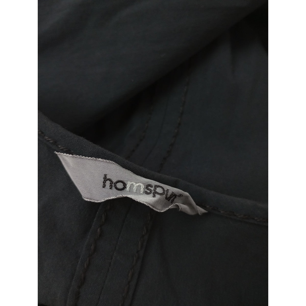 〈染〉homspun ホームスパン ドルマンスリーブ コットン 綿 100％  ロング ドレス   ワンピース 黒 ブラック 【中古】