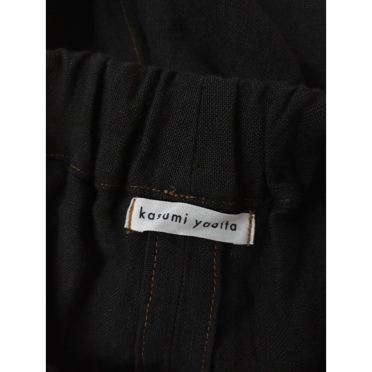 〈染〉ヤオイタ カスミ  kasumi  yaoita  リネン ロング ドレス ワンピース  黒 ブラック 【中古】